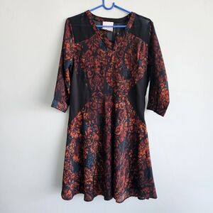 Romeo & Juliet Couture Romantic Orangy Red See Through Shoulder Dress Gothic